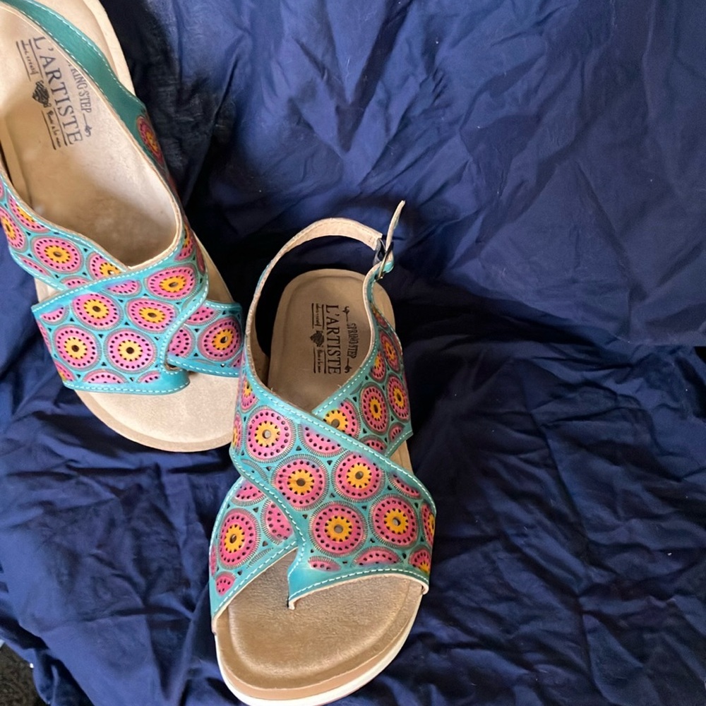 Aqua Multi Wedge Sandals perfect for weddings!